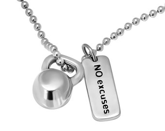 NO EXCUSES Fitness Pendant,  Fitness gift,  Gym gift, Gift for Him, Gift for her, Bodybuilding gift,  Best Athlete Gift, Weightlifting gift