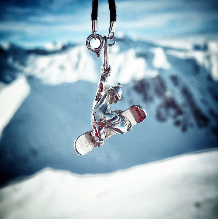 Personalized Snowboarder Brass Pendant, Gift For Teen, Winter Sports Gift, Extreme Sports Pendant, Custom Snowboard, Sports Jewelry