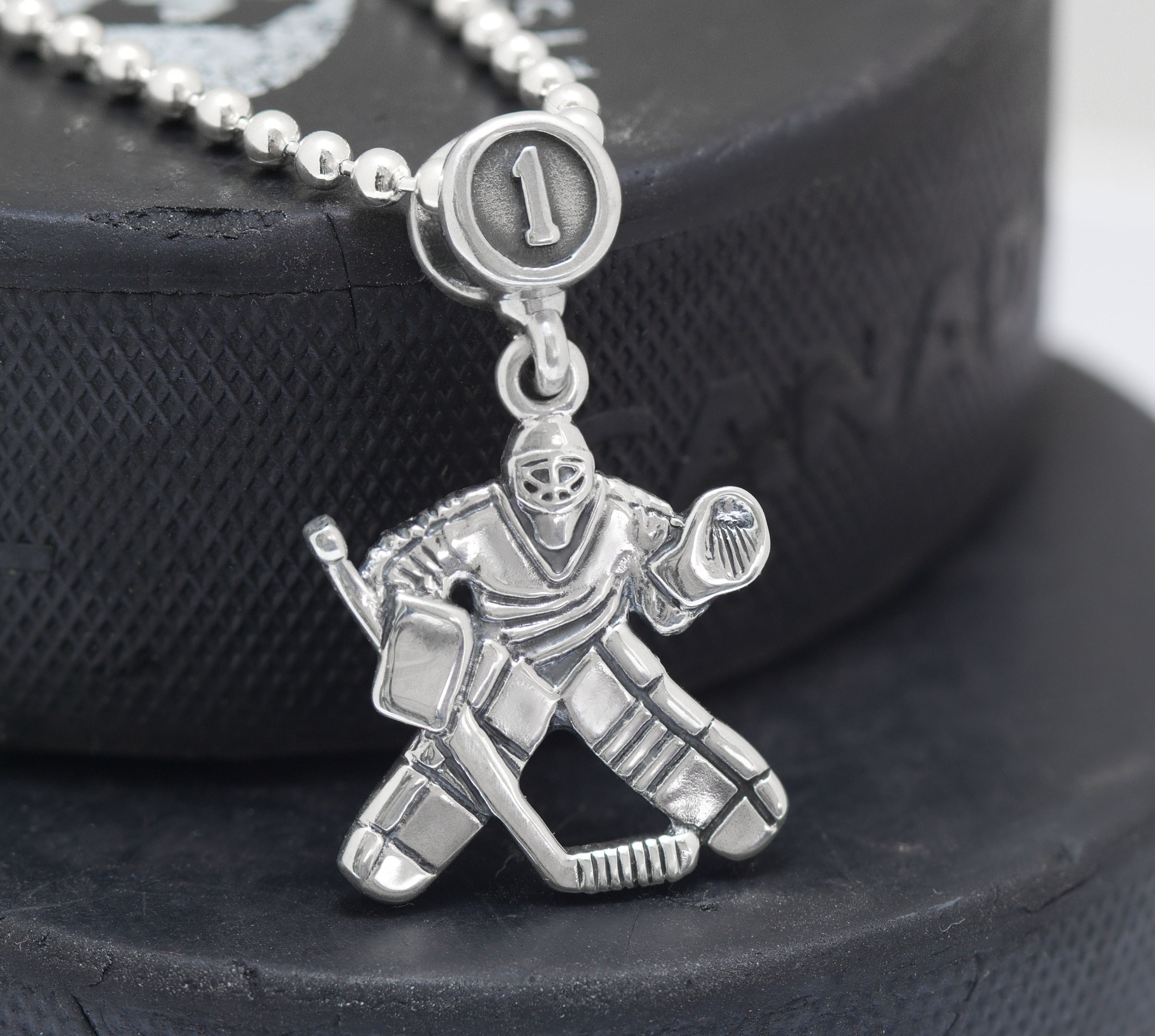 Hockey Goalie Silver Pendant Hockey Goalie Gift Ice Hockey Etsy