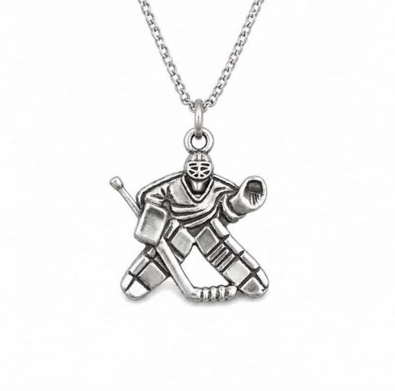 Hockey Goalie Silver Pendant, Hockey Goalie Gift, Ice Hockey jewelry, End of the season gift, Christmas gift, Best goalie gift