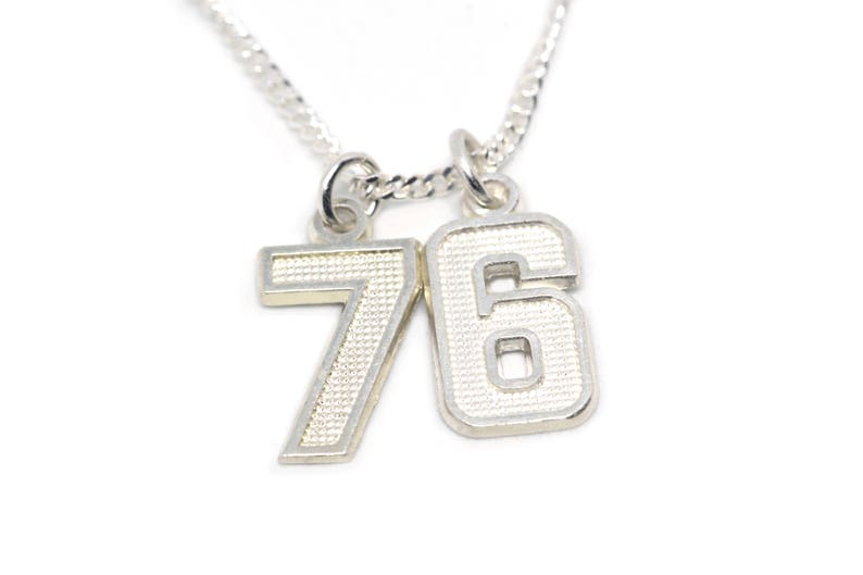 Number Necklace Silver Numbers Number Jewelry Jersey Number Etsy