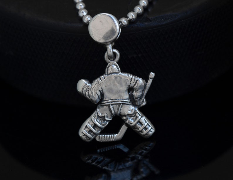 Personalized Hockey Goalie Silver Pendant Hockey Goalie Gift Etsy