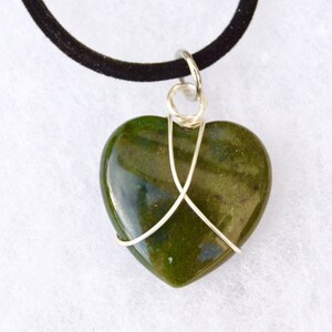 Jade Heart Pendant/Wire crossed Jade Stone/Handmade and Unique/Solid Jade Heart Pendant/Jade Jewelry/Jewelry made with a Jade