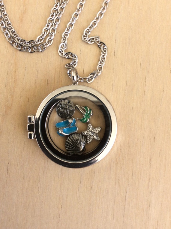 Window Locket Filled With Summer Fun Charms window Locket Jewelry