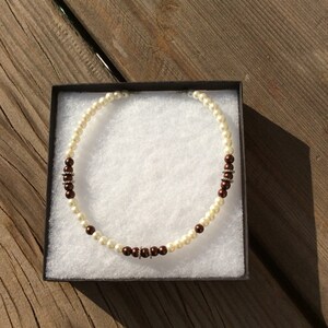 Perla collar/cadena de perlas blanco y Borgoña perla collar/hecho a mano única/perla joyería/elegante joyería de regalo Idea para ella