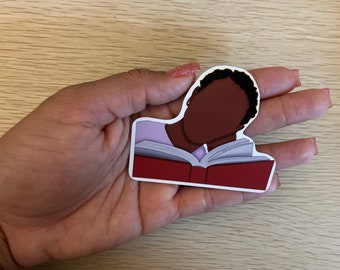 Reading Girl Sticker, Cute Black Girl Sticker, Black Girl Stickers, Afro Girl, Autumn Sticker, Book Worm Gift, Book Lover, Gift for Readers
