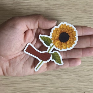 Black Girl Sunflower Sticker, Weatherproof, Book Lover Gift