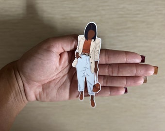 Fall Fashion Girl Sticker, Cute Black Girl Sticker, Black Girl Stickers, Afro Girl, Autumn Sticker, Book Worm , Book Lover, Gift for Readers