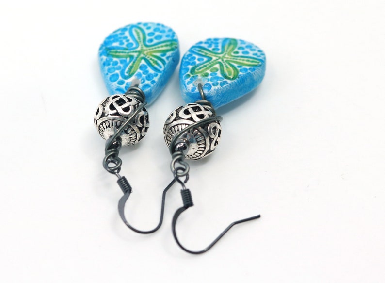 gift under 30 Blue clay earrings trending now polymer clay starfish earrings