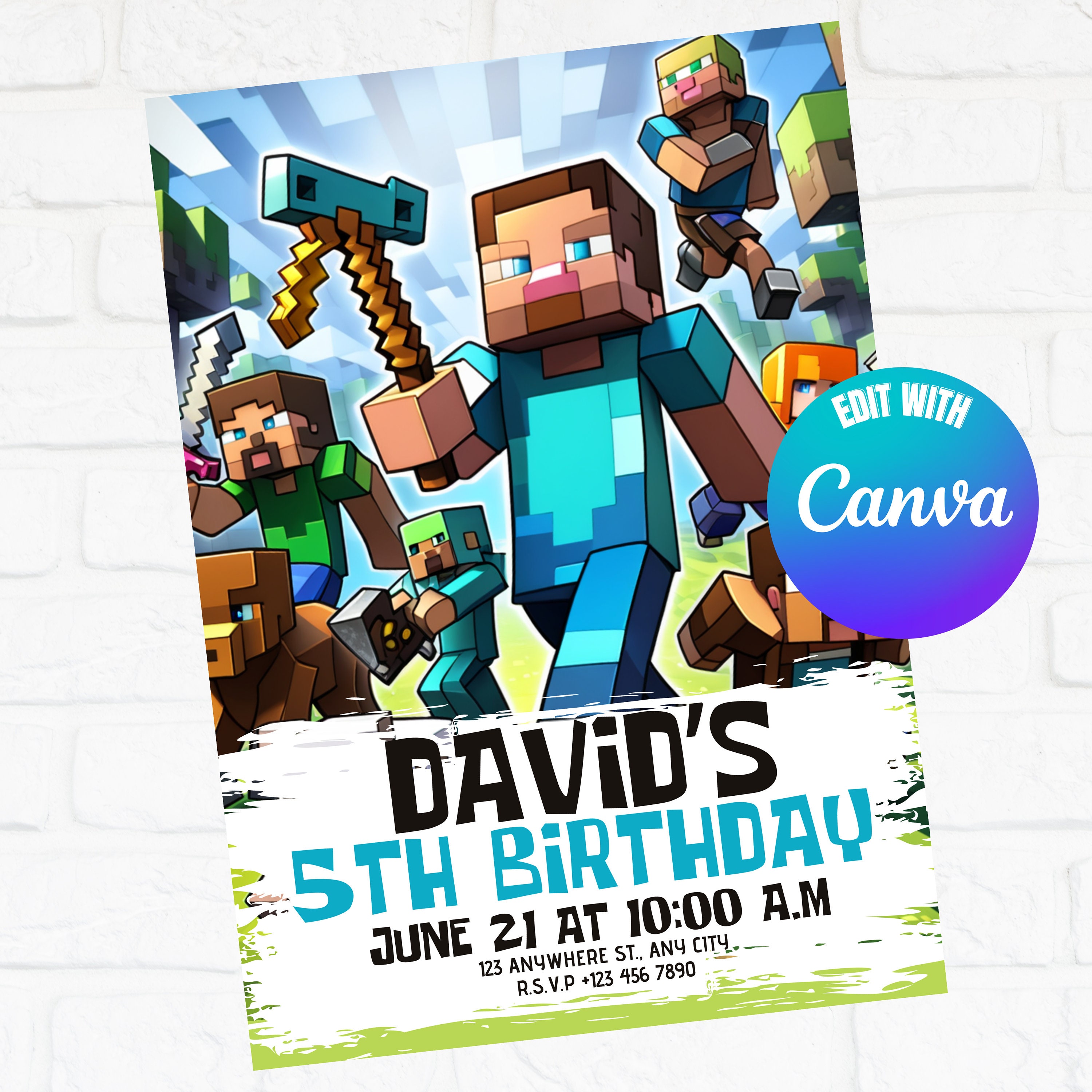 Minecraft Invitation, Minecraft Birthday Invitation, Minecraft Invite Minecraft Invitation, Minecraft Birthday Invitation, Minecraft Invite