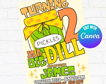 Zaproszenie urodzinowe Big Dill Pickle: edytowalne zdjęcie zaproszenia (pobranie cyfrowe)