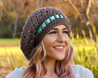 Crochet Pattern - Pinecone Slouchy Hat - PDF