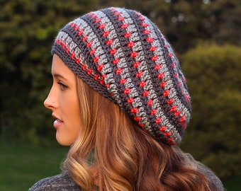 Crochet Pattern - Heartbeat Slouchy Hat - PDF