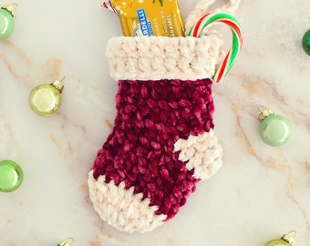 Crochet Pattern - Velvet Mini Christmas Stockings - PDF