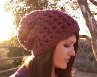 Crochet Pattern - Waffle Cone Slouchy Hat - PDF