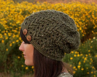 Crochet Pattern - Arrowhead Slouchy Beanie - PDF