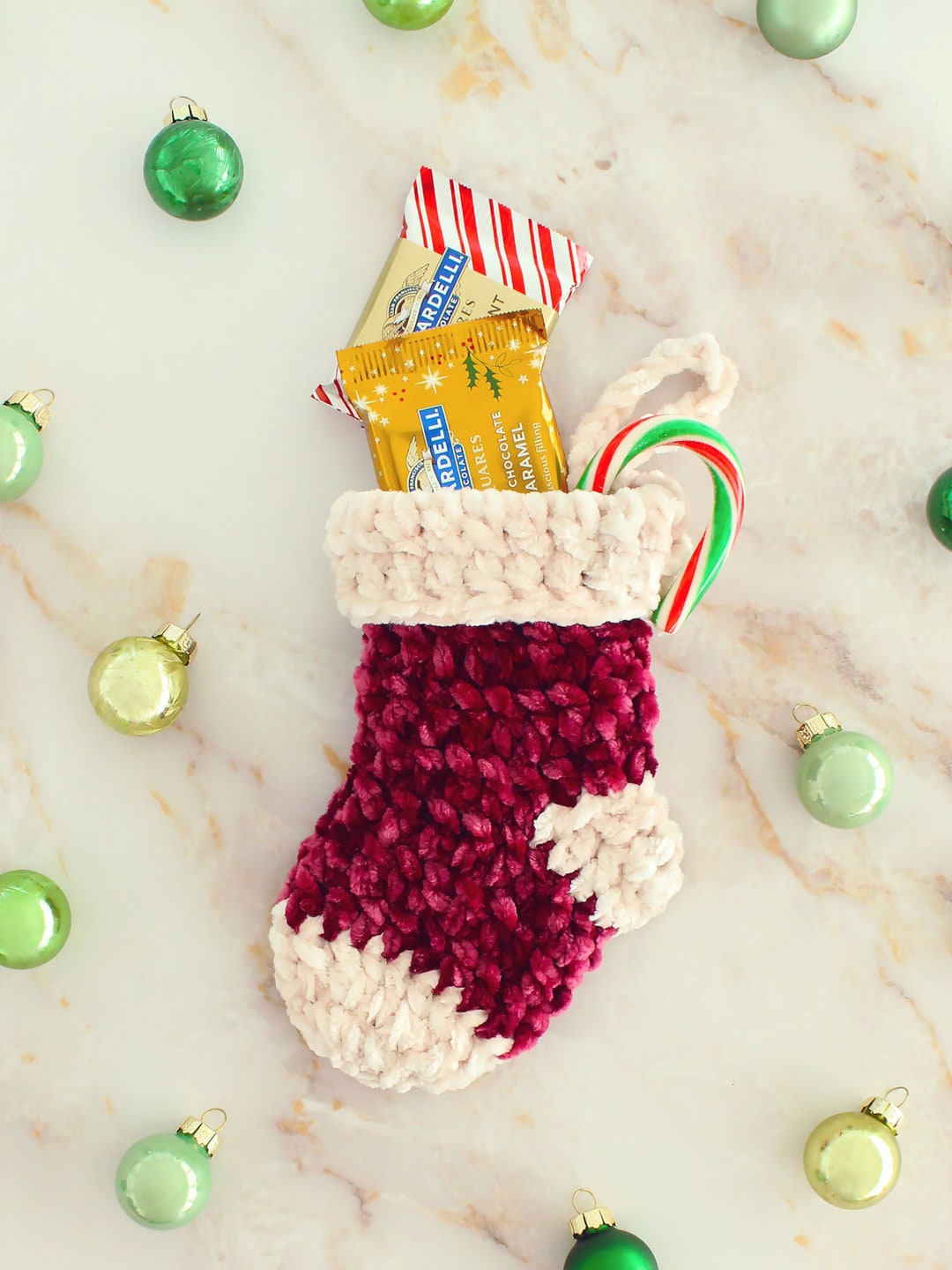 Crochet Pattern - Velvet Mini Christmas Stockings - PDF - Etsy