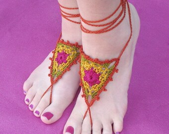 Crochet Pattern - Wildflower Barefoot Sandals - PDF