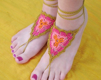 Crochet Pattern - Gypsy Barefoot Sandals - PDF