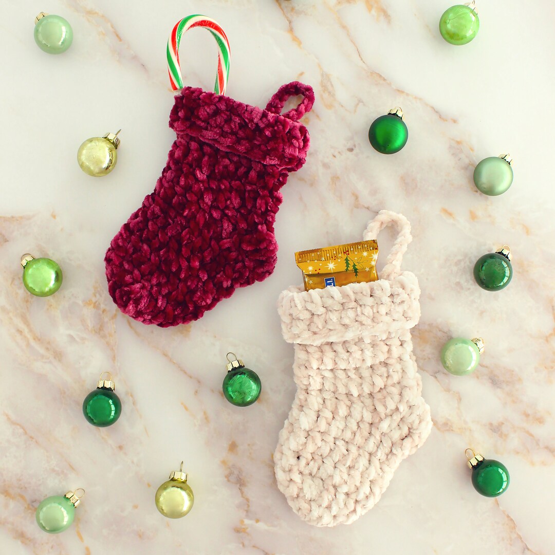 Crochet Pattern - Velvet Mini Christmas Stockings - PDF - Etsy