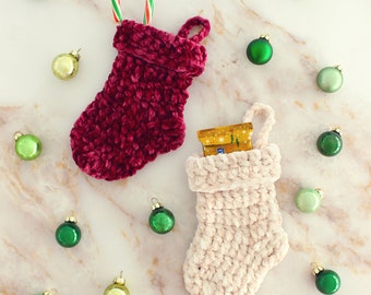 Crochet Pattern - Velvet Mini Christmas Stockings - PDF