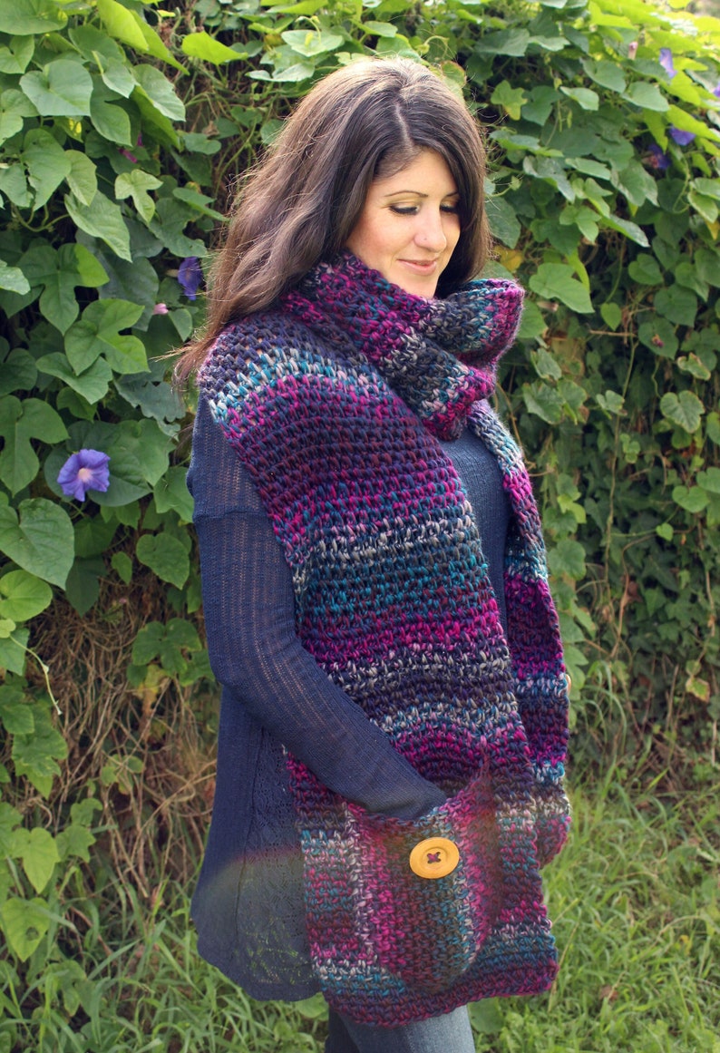 Crochet Pattern Amethyst Pocket Scarf PDF image 1