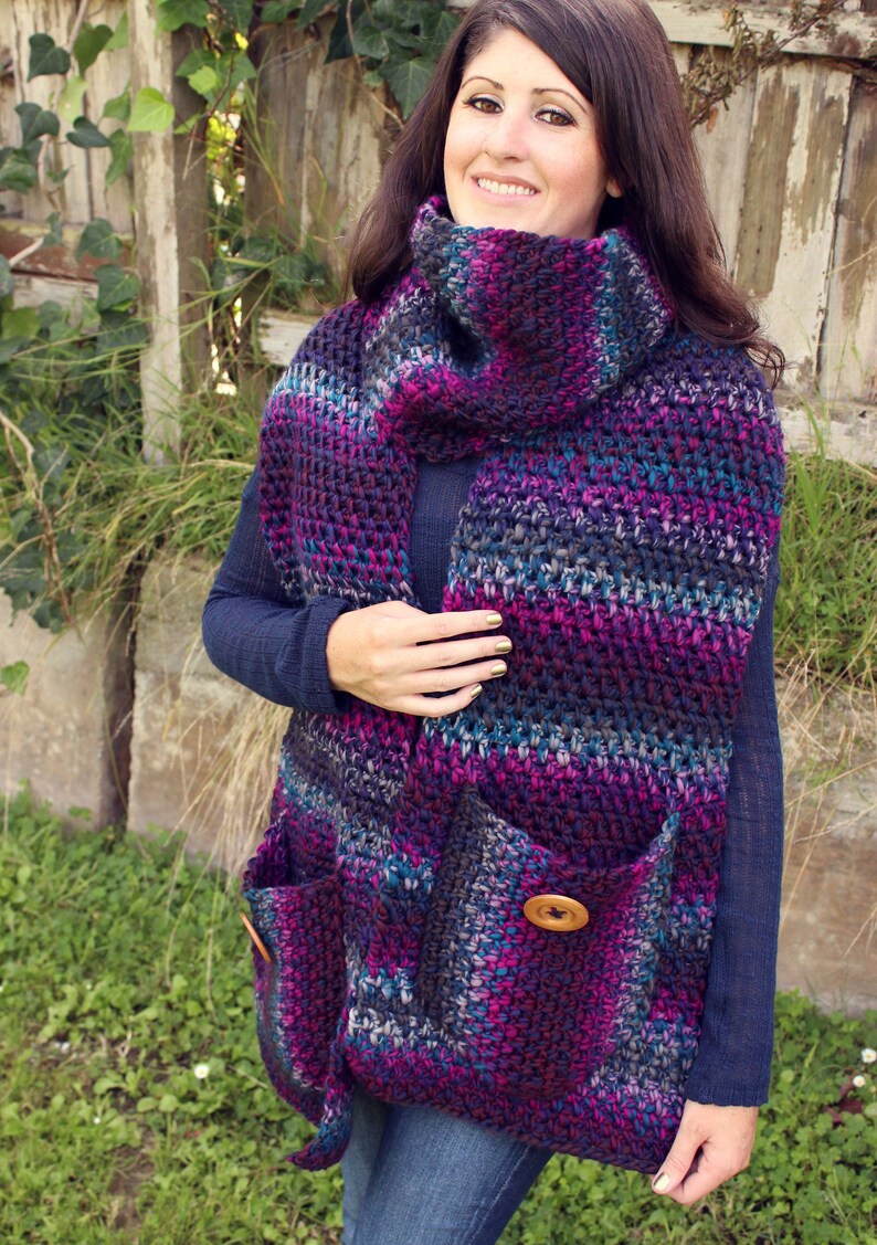 Crochet Pattern Amethyst Pocket Scarf PDF image 5