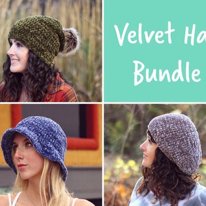 Crochet Pattern Bundle - 3 Velvet Hats - PDF