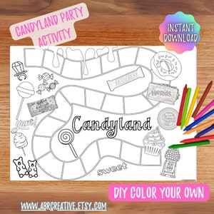 Candyland Coloring Activity: Tween Birthday Party Printable (PDF)