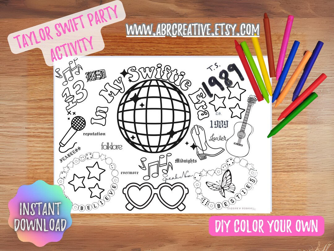 Taylor Swift in My Swiftie Era Coloring Printable Activity for Swiftie