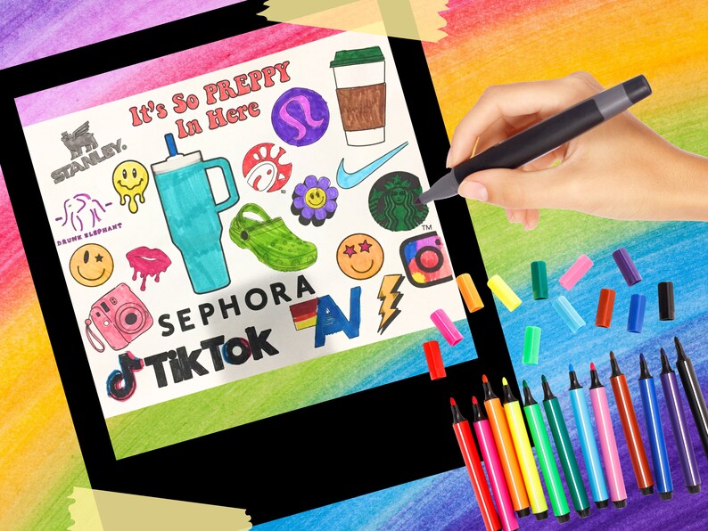 Prepy Hand Preppy in Here Stanley Tiktok Coloring Printable Activity for Tween ...