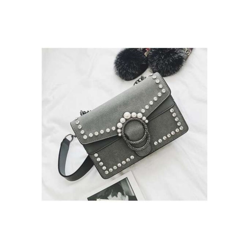grey pearl clutch bag