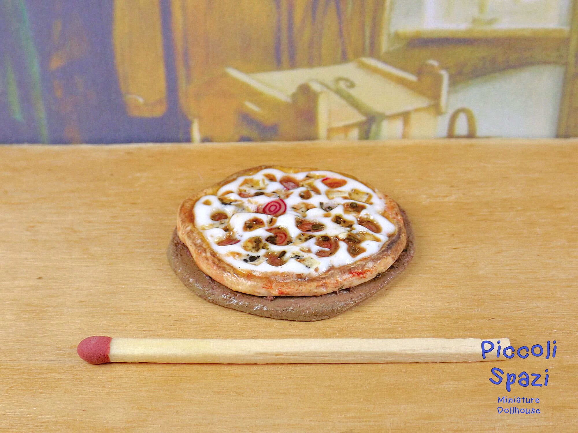 Miniatures rustic italian pizzeria scale 1:12 miniature pizza 4 cheeses ...