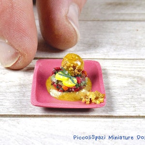 Almôndega em tártaro de vegetais, comida gourmet em miniatura, escala 1:12, cozinha gourmet, casa de bonecas, comida sofisticada, bonecas de chef, ooak