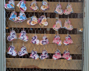 Heart shaped MLP faux leather earrings