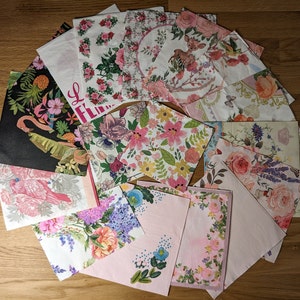 17 pink themed paper napkins for decoupage junk journal altered art scrapbooking mixed media