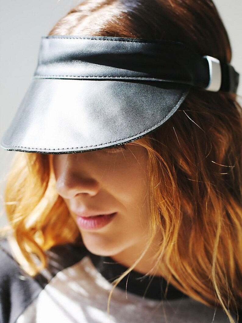 Leather Visor Huntington Visor in Black Leather