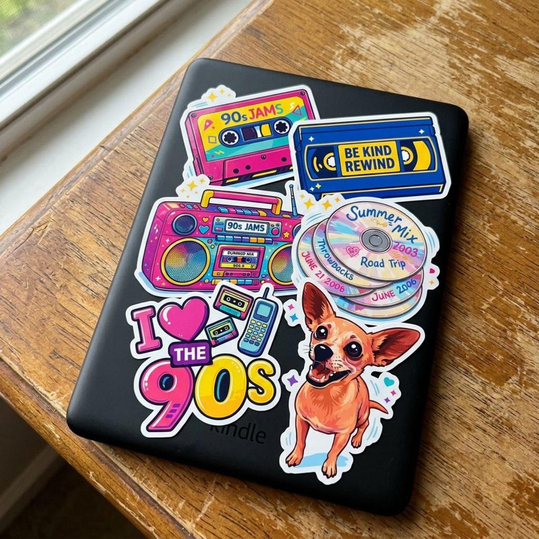 90s Nostalgia Sticker Pack | Retro Illustrated Vinyl Decals (die-cut ...