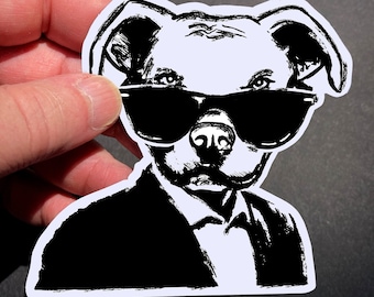 Super Cool Pit Bull Waterproof Sticker or Magnet