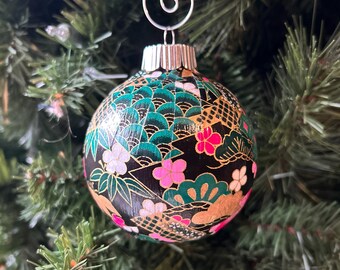 3 inch Handmade Japanese Chiyogami/Yuzen Washi Paper Christmas Holiday Ornaments  (#4)