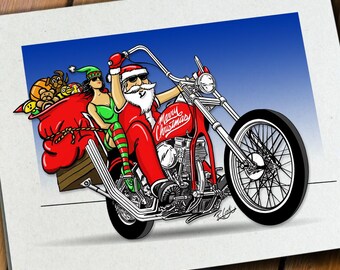 Biker Santa Christmas Cards
