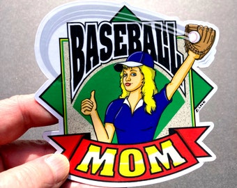 Baseball Mom Waterproof Sticker or Magnet