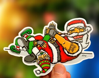 Jiu Jitsu Santa Waterproof Sticker or Magnet