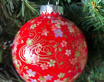 4 inch Handmade Japanese Chiyogami/Yuzen Washi Paper covered ornaments Christmas Holiday Ornaments