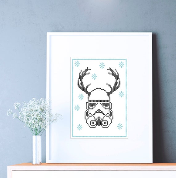 Christmas reindeer Stormtrooper Star wars Cross Stitch Pattern