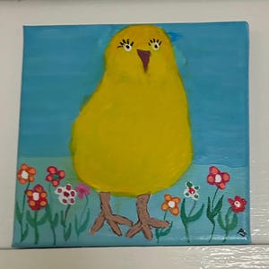 Cute acrylic painting of an Easter chick