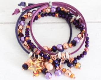 Velvet Rose Bracelet Making Kit | Purple and Gold DIY Jewellery Craft Set | Make 4 Bracelets | Birthday Gift for Girls | Arts & Crafts Kit