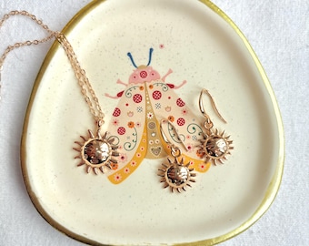 Floral Moth Ceramic Trinket Dish – Jewellery Holder & Ring Dish | Nature-Inspired Home Decor | Gift for Her