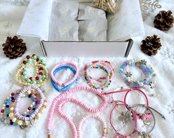 Personalised Jewellery Making Advent Calendar | Custom Name Bracelet & Necklace | 24 Days of Bracelet Making Christmas Craft Gift, Pre Order
