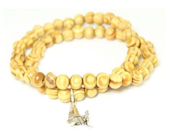 Windsurfer Wooden Bead Bracelet Kit | DIY Jewellery Making Kit 2 Elastic Bracelets with Wooden Beads & Charms Gift Craft Kit in Organza Bag